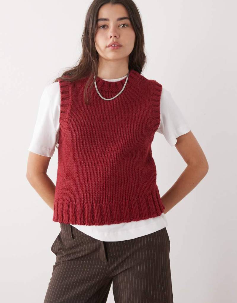 Weekday - Strickpullunder aus Wollmix in Burgunderrot von Weekday