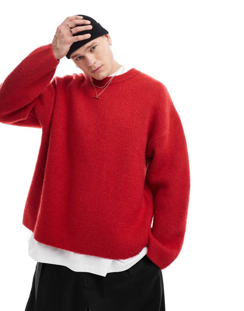 Weekday - Teo - Oversize-Pullover aus Wollmix in Rot von Weekday
