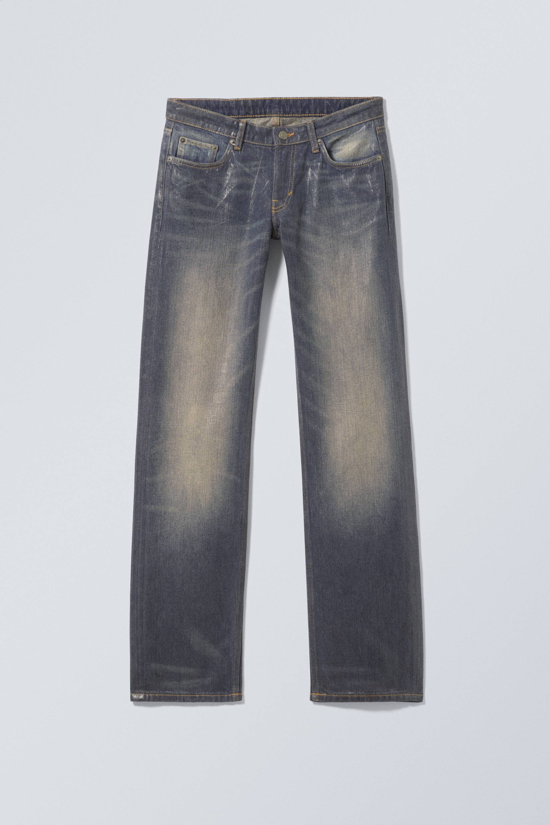 Weekday Tief sitzende beschichtete Jeans Arrow Coated Dusty Blue, Straight in Größe W 25 von Weekday