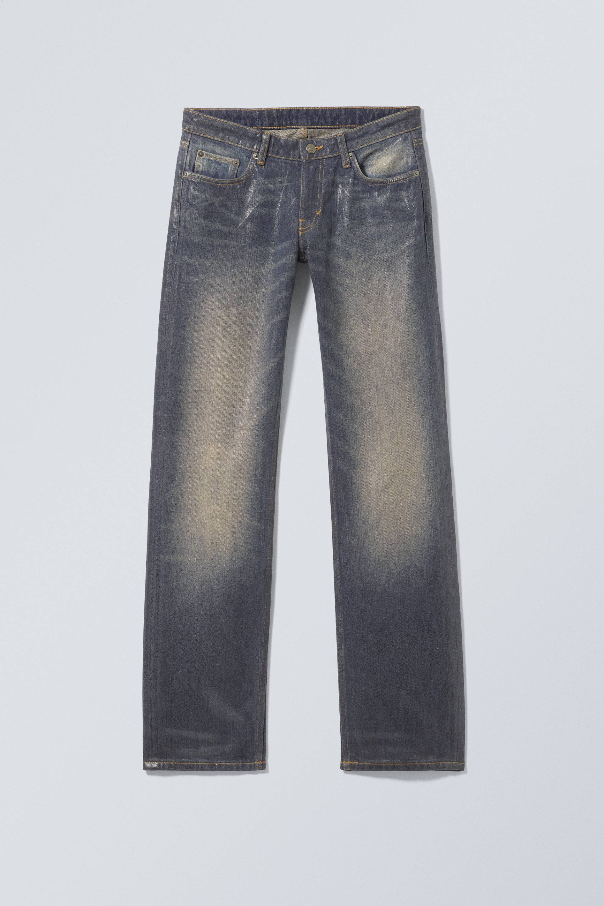 Weekday Tief sitzende beschichtete Jeans Arrow Coated Dusty Blue, Straight in Größe W 27 von Weekday