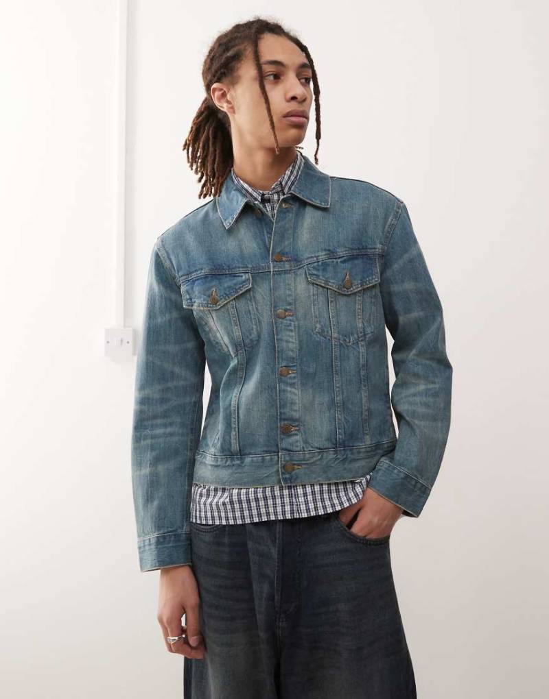 Weekday - Trucker-Jeansjacke in mittelblauer Waschung von Weekday