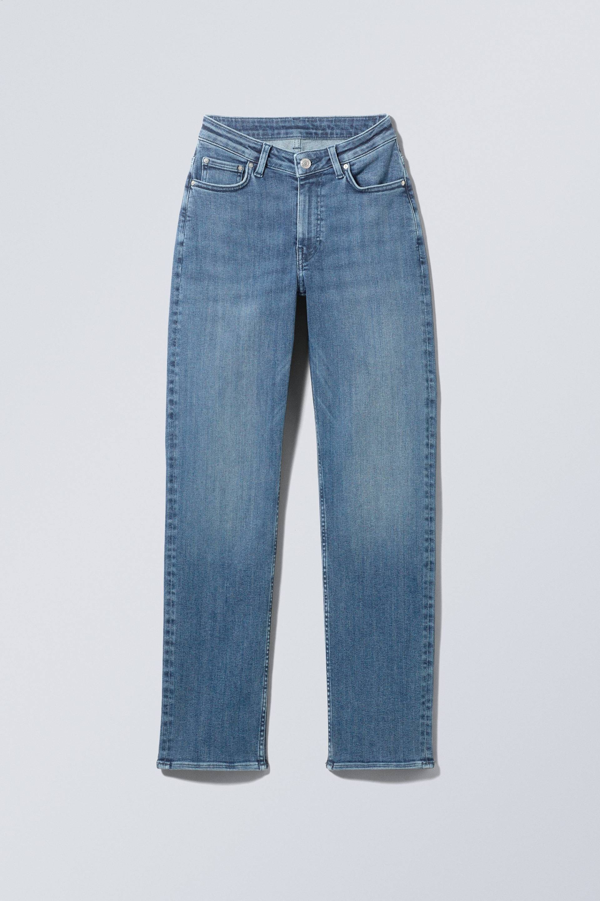 Weekday Twig Curve Jeans mit mittelhohem Bund und geradem Bein Blaulila, Straight in Größe 23/32. Farbe: Deep blue von Weekday