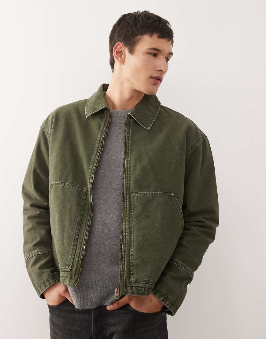 Weekday - Utility-Jacke in verwaschenem Khaki-Grün von Weekday