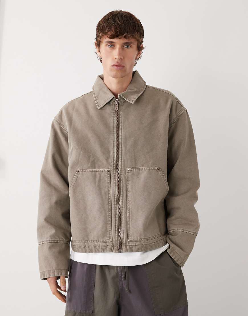 Weekday - Utility-Jacke in verwaschenem Maulwurfsgrau-Brown von Weekday