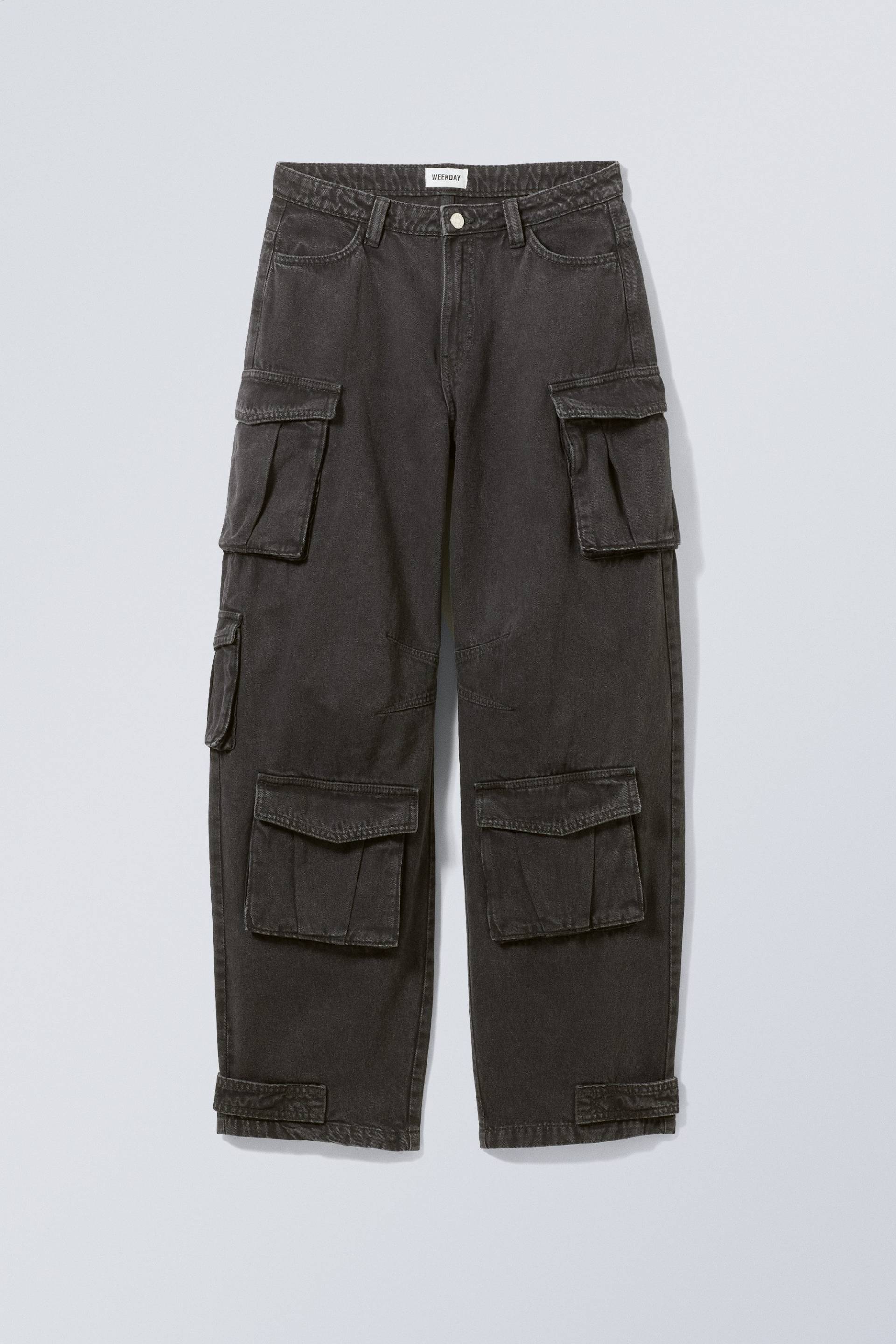 Weekday Workwear-Hose Shilou Dunkelgrau/Washed, Gepäck in Größe 34. Farbe: Dark grey wash von Weekday