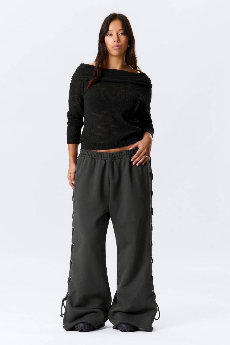 Wide Lace-Up Cotton Sweatpants von Weekday