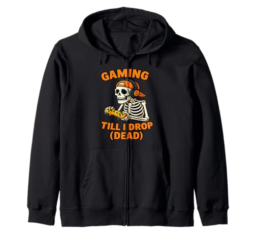 Jungen Gamer Skelett Gaming Till I Drop Halloween Kapuzenjacke Jungen Gamer Skelett Gaming Till I Drop Halloween Kapuzenjacke von Weekend Gaming Shirts Men Boys