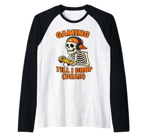 Jungen Gamer Skelett Gaming Till I Drop Halloween Raglan Jungen Gamer Skelett Gaming Till I Drop Halloween Raglan von Weekend Gaming Shirts Men Boys
