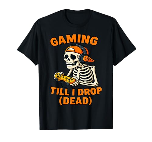 Jungen Gamer Skelett Gaming Till I Drop Halloween T-Shirt Jungen Gamer Skelett Gaming Till I Drop Halloween T-Shirt von Weekend Gaming Shirts Men Boys