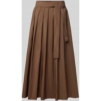 Weekend Max Mara Ausgestellter Midi-Rock mit Taillengürtel in Dunkelbraun, Größe 42 von Weekend Max Mara