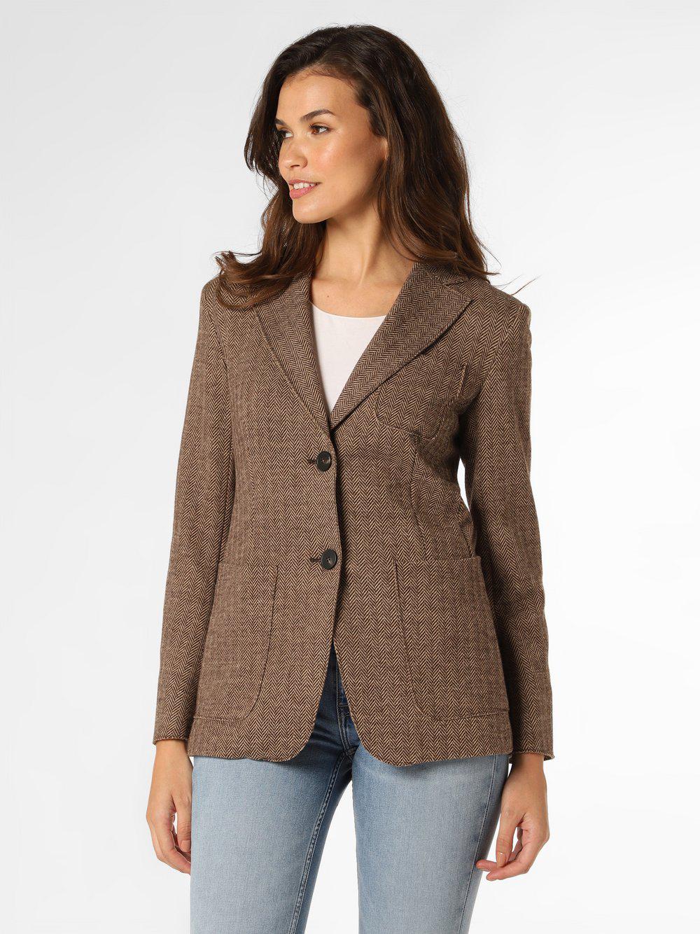 Weekend Max Mara Blazer mit Leinen-Anteil Damen Wolle gemustert, schlamm von Weekend Max Mara