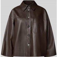 Weekend Max Mara Boxy Fit Lederjacke aus Lammnappa Modell 'STECCA' in Dunkelbraun, Größe 42 von Weekend Max Mara