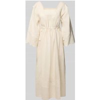 Weekend Max Mara Leinenkleid mit Lochstickerei Modell 'LUGLIO' in Offwhite, Größe 42 von Weekend Max Mara