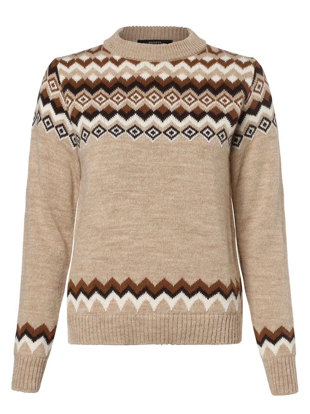 Weekend Max Mara Pullover mit Alpaka-Anteil Damen Wolle Rundhals gemustert, beige von Weekend Max Mara