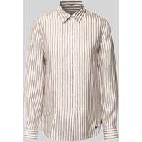 Weekend Max Mara Regular Fit Leinenhemdbluse mit Motiv-Stitching Modell 'JOSEF' in Hellbraun, Größe 42 von Weekend Max Mara