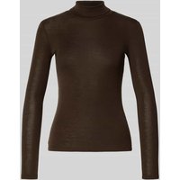 Weekend Max Mara Slim Fit Langarmshirt aus Woll-Seiden-Mix Modell 'TESEO' in Dunkelbraun, Größe M von Weekend Max Mara