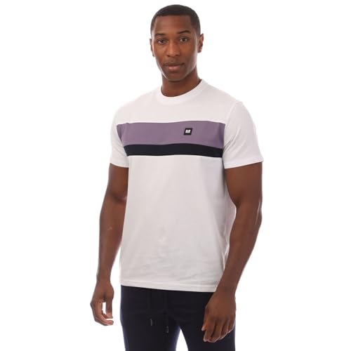Weekend Offender Herren Crossword Colour Block T-Shirt in Weiß, weiß, M von Weekend Offender