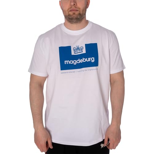 Weekend Offender Prison Städte T-Shirt, 47475 - Magdeburg, weiß, L von Weekend Offender