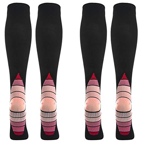 2 Paar Kompressionsstrümpfe Kniestrümpfe Stützstrümpfe Laufsocken für Damen & Herren, Sport, Laufen, Flug, Reisen, Schwangerschaft, Medizinische Kompressionssocken (EU 43-46, Rosa - 2 Pairs) von Weekend Peninsula