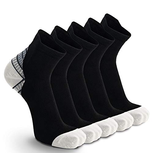 5 Paar Kompressionssocken Sportsocken Laufsocken für Herren & Damen Münner Leichtgewicht Kompressionsstrümpfe Funktionssocken Sneaker Socken (as3, Alpha, l, Regular, Regular, Grau) von Weekend Peninsula