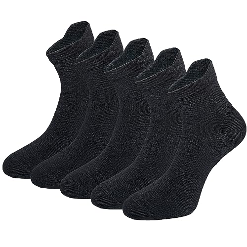 5 Paar Kompressionssocken Sportsocken Laufsocken für Herren & Damen Münner Leichtgewicht Kompressionsstrümpfe Funktionssocken Sneaker Socken (as3, alpha, l, regular, regular, Schwarz) von Weekend Peninsula