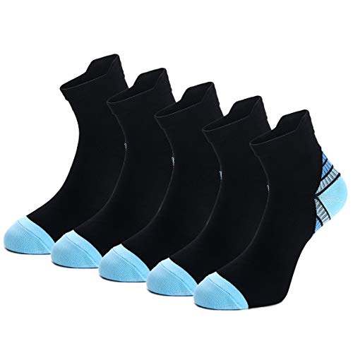 5 Paar Kompressionssocken Sportsocken Laufsocken für Herren & Damen Münner Leichtgewicht Kompressionsstrümpfe Funktionssocken Sneaker Socken (as3, alpha, m, regular, regular, Blau) von Weekend Peninsula