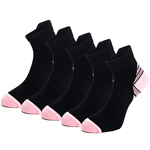 5 Paar Kompressionssocken Sportsocken Laufsocken für Herren & Damen Münner Leichtgewicht Kompressionsstrümpfe Funktionssocken Sneaker Socken (as3, Alpha, m, Regular, Regular, Rosa) von Weekend Peninsula