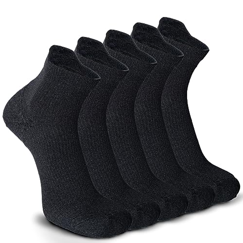 5 Paar Kompressionssocken Sportsocken Laufsocken für Herren & Damen Münner Leichtgewicht Kompressionsstrümpfe Funktionssocken Sneaker Socken (as3, alpha, m, regular, regular, Schwarz) von Weekend Peninsula