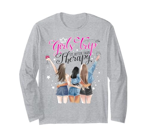 Damen Wochenendurlaub Mädchen Reise Besser als Therapie Langarmshirt Damen Wochenendurlaub Mädchen Reise Besser als Therapie Langarmshirt von Weekend Vacation Girls Trip Better Than Therapy