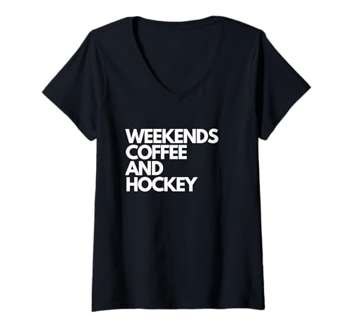 Damen Weekends Kaffee- und Hockey-Hockey-Liebhaber T-Shirt mit V-Ausschnitt Damen Weekends Kaffee- und Hockey-Hockey-Liebhaber T-Shirt mit V-Ausschnitt von Weekends Coffee and Hockey Hockey Lovers