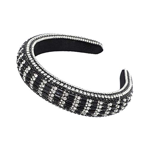 Prickelnde Padded Strass-Stirnband voller Kristallstirnband Schwarz/Weiß Damen Stirnband von Weeksu