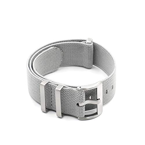 Weeksu NATO Nylon Elastic Armband 18mm 20mm 22mm Silver Buckle Sports Uhren Zubehör Grau, 20mm Silver Buckle von Weeksu