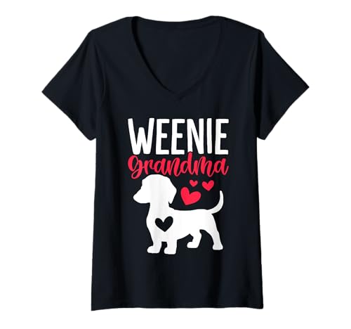 Damen Weenie Grandma Lustiger Hund Oma Dackel Hundeliebhaber T-Shirt mit V-Ausschnitt Damen Weenie Grandma Lustiger Hund Oma Dackel Hundeliebhaber T-Shirt mit V-Ausschnitt von Weenie Grandma Tees for Women