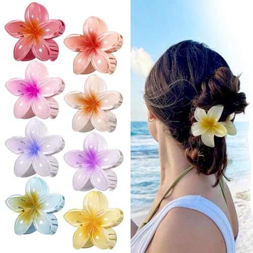 Weenwill Blumen Haarklammer,8 Stück Rutschfest Blumen Haarklammer Klauen Haarspange,Hawaii-Haarspange,Blumens Haarspangen für Damen und Mädchen Dick Dünn Haar Haarstyling,Kopfbedeckungen von Weenwill