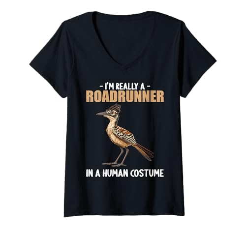 Damen Wegekuckuck Roadrunner T-Shirt mit V-Ausschnitt Damen Wegekuckuck Roadrunner T-Shirt mit V-Ausschnitt von Wegekuckuck Roadrunner Tier Shop