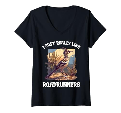 Damen Wegekuckuck Roadrunner T-Shirt mit V-Ausschnitt Damen Wegekuckuck Roadrunner T-Shirt mit V-Ausschnitt von Wegekuckuck Roadrunner Tier Shop