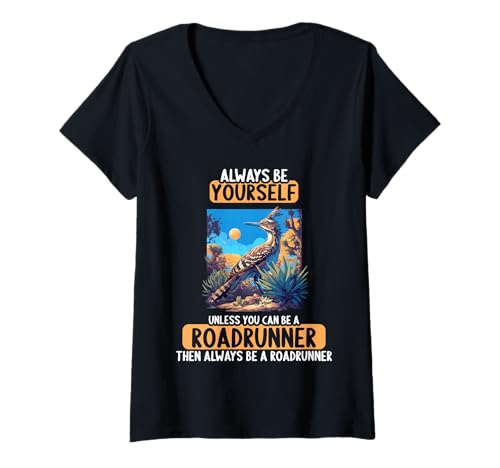 Damen Wegekuckuck Roadrunner T-Shirt mit V-Ausschnitt Damen Wegekuckuck Roadrunner T-Shirt mit V-Ausschnitt von Wegekuckuck Roadrunner Tier Shop
