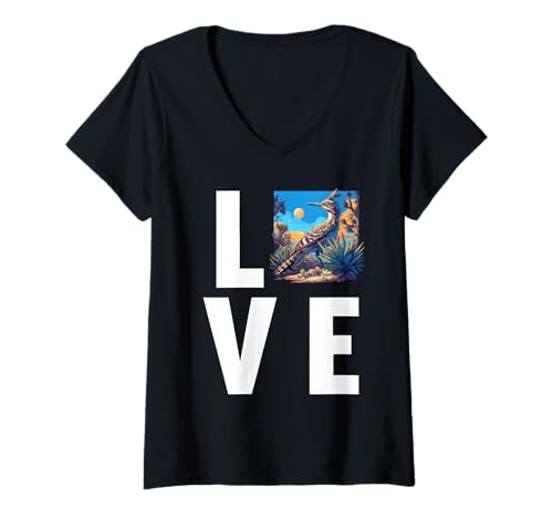 Damen Wegekuckuck Roadrunner T-Shirt mit V-Ausschnitt Damen Wegekuckuck Roadrunner T-Shirt mit V-Ausschnitt von Wegekuckuck Roadrunner Tier Shop
