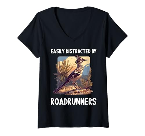 Damen Wegekuckuck Roadrunner T-Shirt mit V-Ausschnitt Damen Wegekuckuck Roadrunner T-Shirt mit V-Ausschnitt von Wegekuckuck Roadrunner Tier Shop