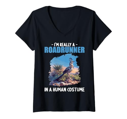 Damen Wegekuckuck Roadrunner T-Shirt mit V-Ausschnitt Damen Wegekuckuck Roadrunner T-Shirt mit V-Ausschnitt von Wegekuckuck Roadrunner Tier Shop