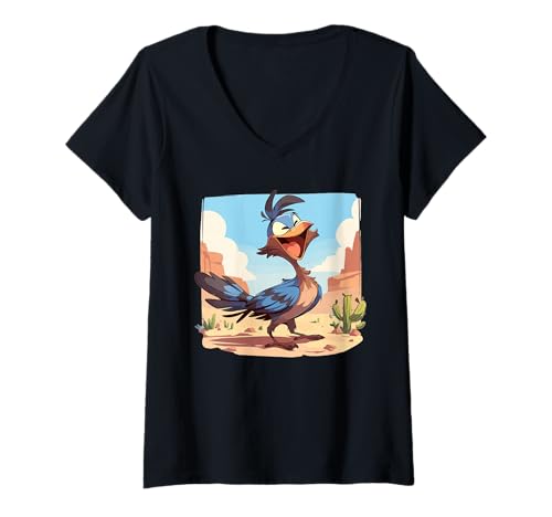 Damen Wegekuckuck Roadrunner T-Shirt mit V-Ausschnitt Damen Wegekuckuck Roadrunner T-Shirt mit V-Ausschnitt von Wegekuckuck Roadrunner Tier Shop