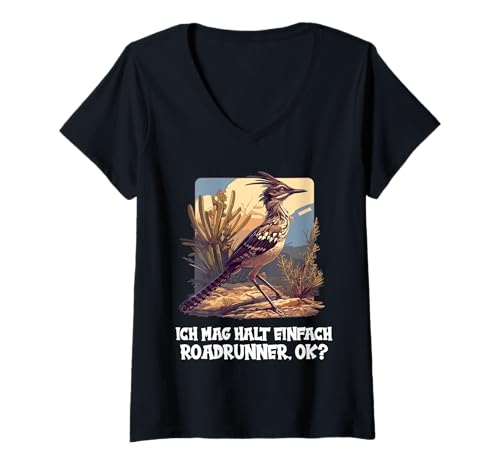 Damen Wegekuckuck Roadrunner T-Shirt mit V-Ausschnitt Damen Wegekuckuck Roadrunner T-Shirt mit V-Ausschnitt von Wegekuckuck Roadrunner Tier Shop