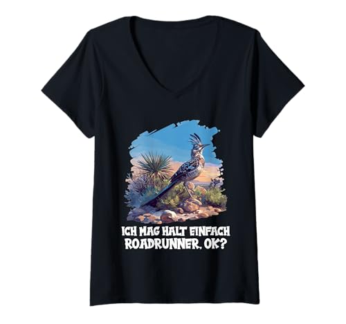 Damen Wegekuckuck Roadrunner T-Shirt mit V-Ausschnitt Damen Wegekuckuck Roadrunner T-Shirt mit V-Ausschnitt von Wegekuckuck Roadrunner Tier Shop
