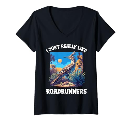 Damen Wegekuckuck Roadrunner T-Shirt mit V-Ausschnitt Damen Wegekuckuck Roadrunner T-Shirt mit V-Ausschnitt von Wegekuckuck Roadrunner Tier Shop