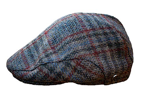 Wegener Schiebermütze klassischer Form aus 100% Wolle und mit Innenfutter, Flatcap Schirmmütze Schlägermütze, Made in Europe (blau-karo, 58) von Wegener