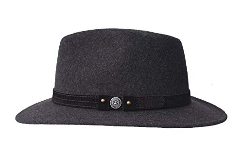 Wegener Traveller Wollfilz Hut, Hutband aus Leder, Fedora wasserdicht (grau, 59) von Wegener