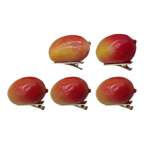 Set mit 5 modischen 3D-Mango-Haarnadeln, modische Obst-Haarspange, weich, geeignet für den Alltag und Partys von Wegiwuca