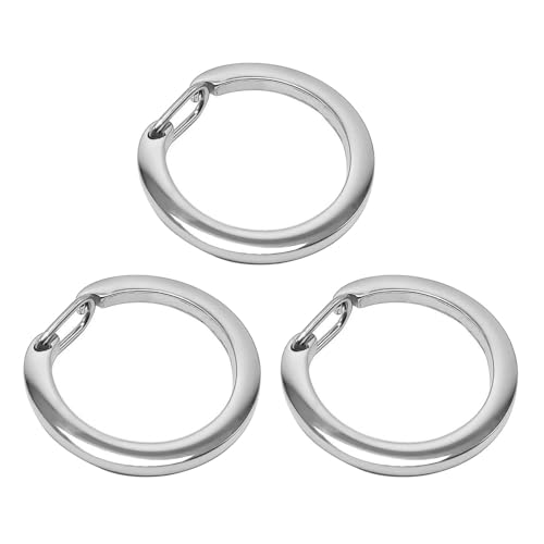 Wegiwuca 3 PCs Metallkreisringe Keyring C Typ Edelstahl Schnalle Runde Split Seite Pushing Schlüsselringe Für Männer Langlebiger von Wegiwuca