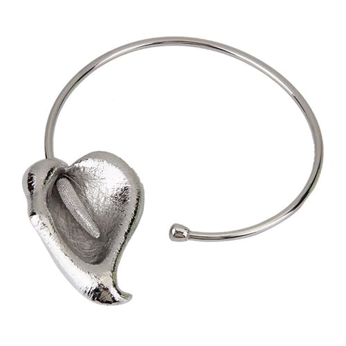 Wegiwuca Einzigartige Dicke Metallform Halskette Ornament Übertriebene Metallblumenform Offene Halskette Für Frauen Mädchen Übertrieben Hals von Wegiwuca