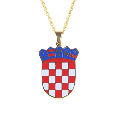 Wegiwuca Kroatische Flagge Halskette Stylischer Neckkettenschmuck Mit Kroatischen Abzeichen Verstellbarer Ethnischer Anhänger Chokers Geschenk Für Männer Frauen Paar Schlüsselbeinkette von Wegiwuca